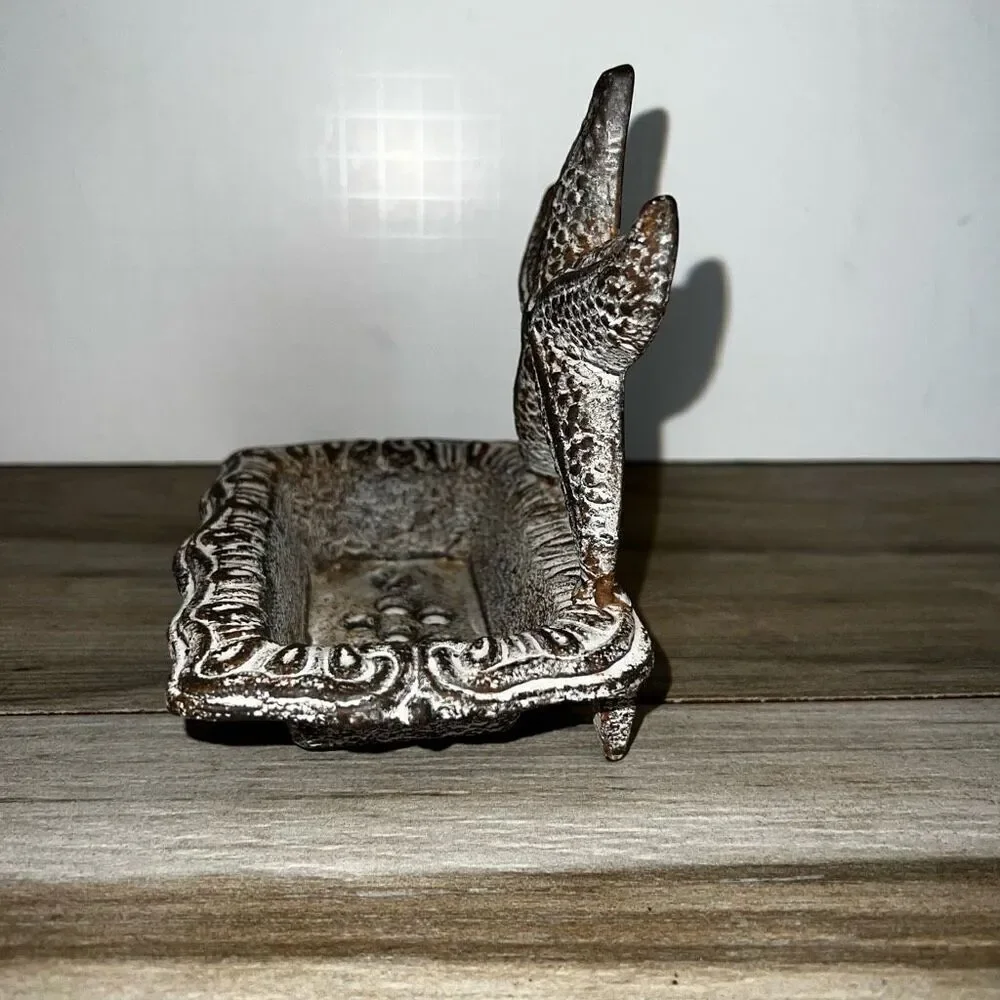 Cast Iron Soap Dish Antiqued White Star Fish Natical Decor Bathroom Kitchen Sink